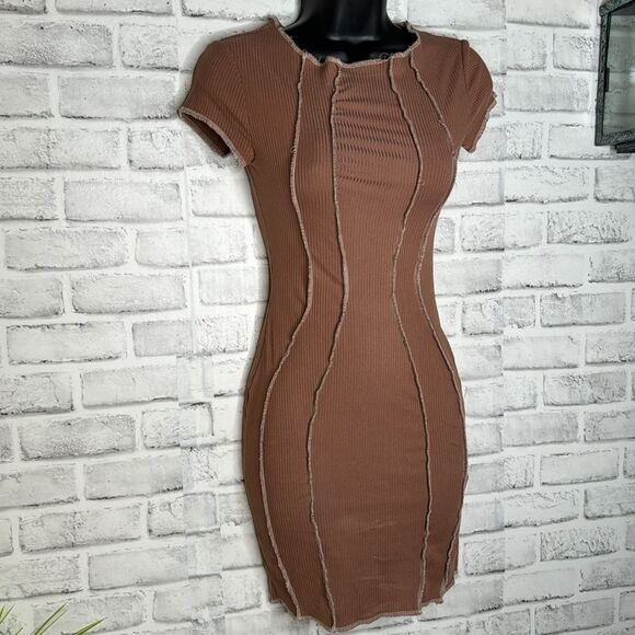 See You Monday Chocolate Body Con Dress Boho Small - Picture 2 of 6